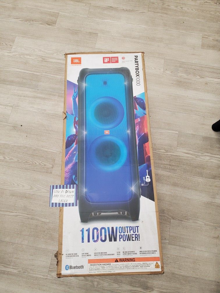 🕺 Mega Speaker Deal – JBL PartyBox 1000 Portable Bluetooth Speaker (Brand New) for $999 or $1 Down! Save Big + 1-Year Coverage