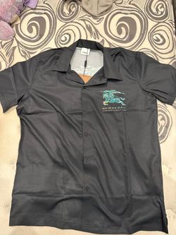Black Burberry Polo with Light Teal Lining
