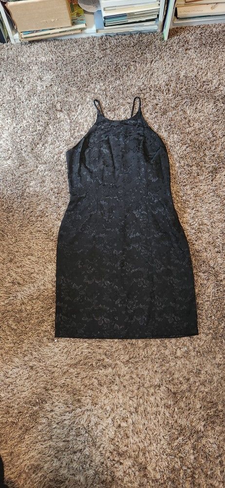 Vintage Jay Jacob's Black Floral Size 7 Dress 