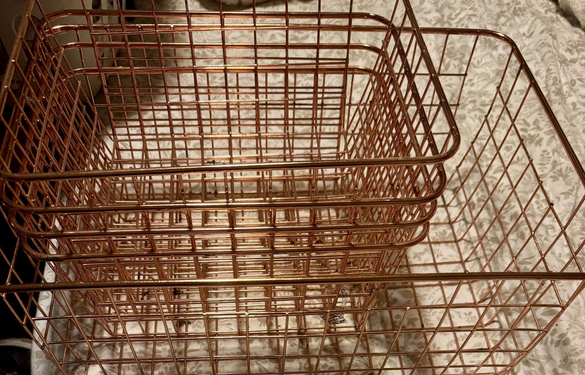 Rose Gold Storage Baskets