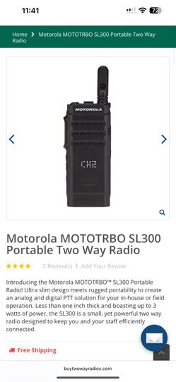 2X  Motorola SL300 Portable Two-Way Radio | UHF  AAH88QCP9JA2AN