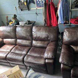 Brown Leather Couch 