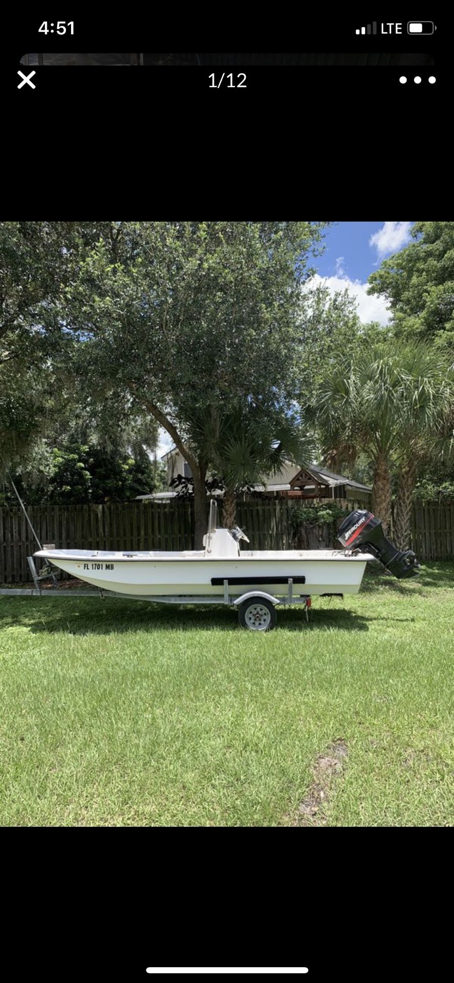 16’ skiff boat 40 hp Mercury and trailer