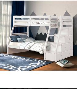 Twinfulll size white Bunkb3d with orthopedic Matres!!!!
