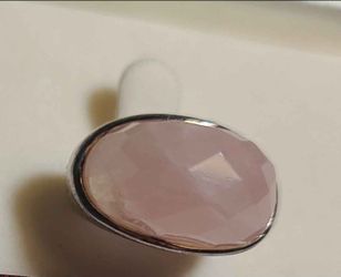 925 Stirling silver pink Quartz ring with red ruby