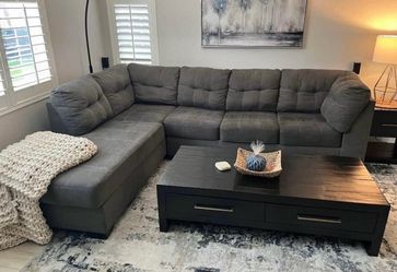 Amazing shape gray living spaces sectional couch !!