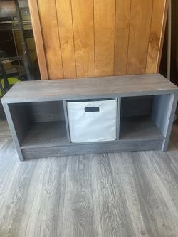Gray Wood 3-Cube Storage Bench