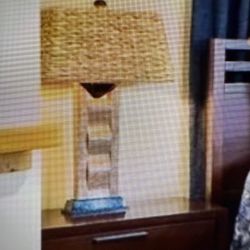 Neutral Stone Lamps With Seagrass Shades