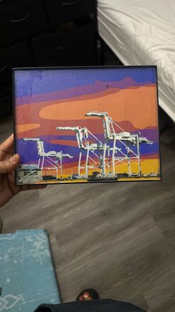 “Oakland Cranes” Framed painting
