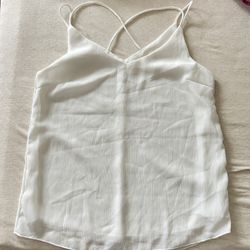 White 2-layer back cross V-neck chiffon cami top
