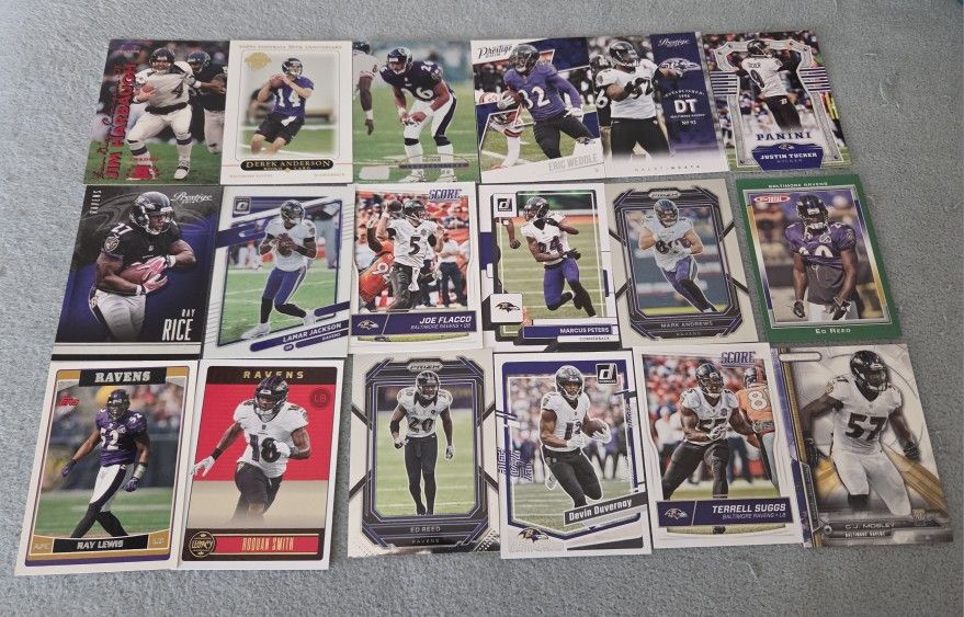 Lot of 18 Baltimore Ravens NFL Football Cards