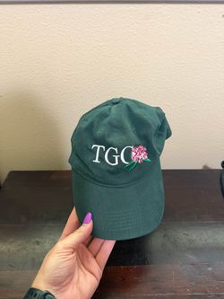 Vintage TGC Baseball Hat Cap Adjustable Green With Flowers