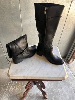 Black leather boots