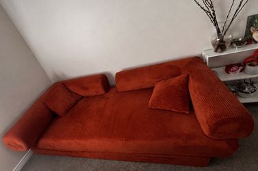 Orange Corduroy Convertible Sleeper Sofa