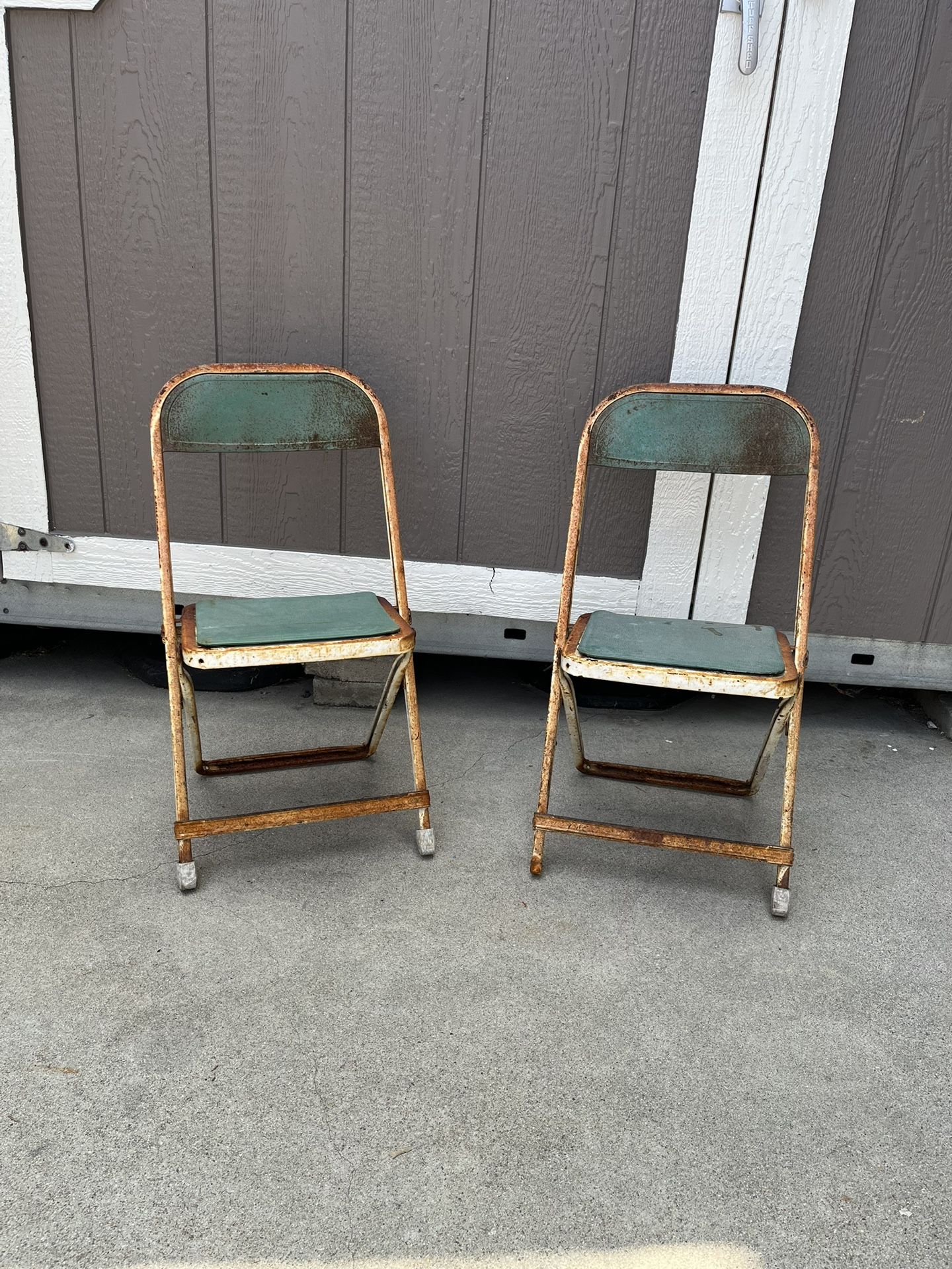 2 Vintage Steel Folding Chairs 