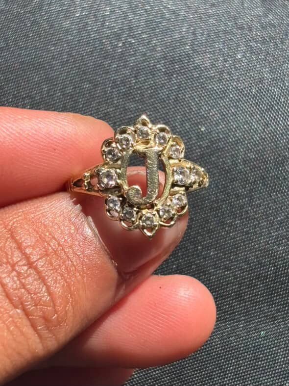 lettered ( J ) gold Ring 15 Karat