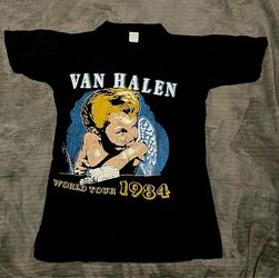 1984 Van Halen World Tour Graphic T-Shirt. Featuring Iconic Cherub Angel Wings.