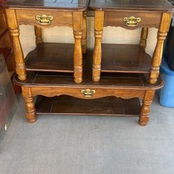 Vintage Early American Tiered End Tables And Coffee Table OBO