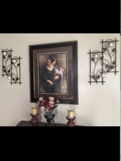 Home Interior Set de 2 Sconces Con Sus Vasitos De Decoración Semi Use Like New.   Precio Firme 