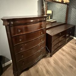Cal King Bed Frame And Both Dresser With Mirror 