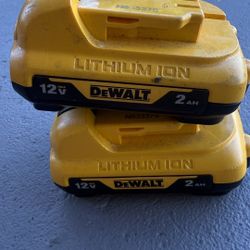 Two (2) Dewalt 12v 2AH Lithium Ion Batteries 