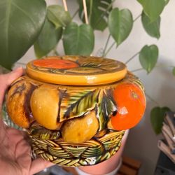Orange Yellow Ceramic Container Jar 