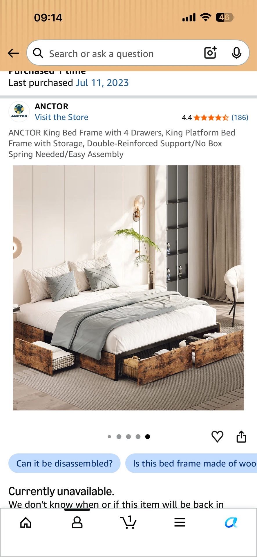 New King size bedframe with storage still in box