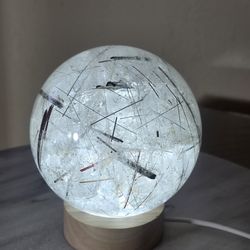 2.7 Lb (1214g) Cooper,  Black Rutile Sphere With The Ligh Stand or the Rotate Stand