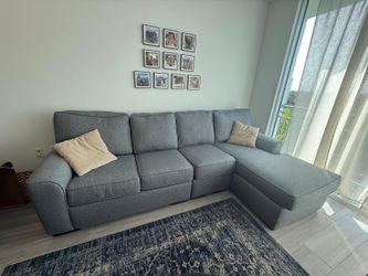 Light-blue, 4-person sofa