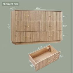 😀 Fluted Dresser for Bedroom, 47"W 6 Drawer Dressers, Wood Tall Dresser Storage Organizer, Modern Chest of Drawers with Deep Storage for Closet Hallw