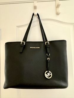 Michael Kors Womens Black Leather Double Strap Tote