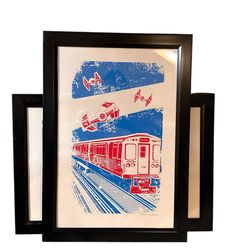 Chicago L train and Star Wars TIE fighter print art   from 2016 14x20?