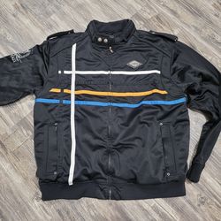 Vintage COOGI Track Jacket adult size XXL zip up Black White Orange Blue