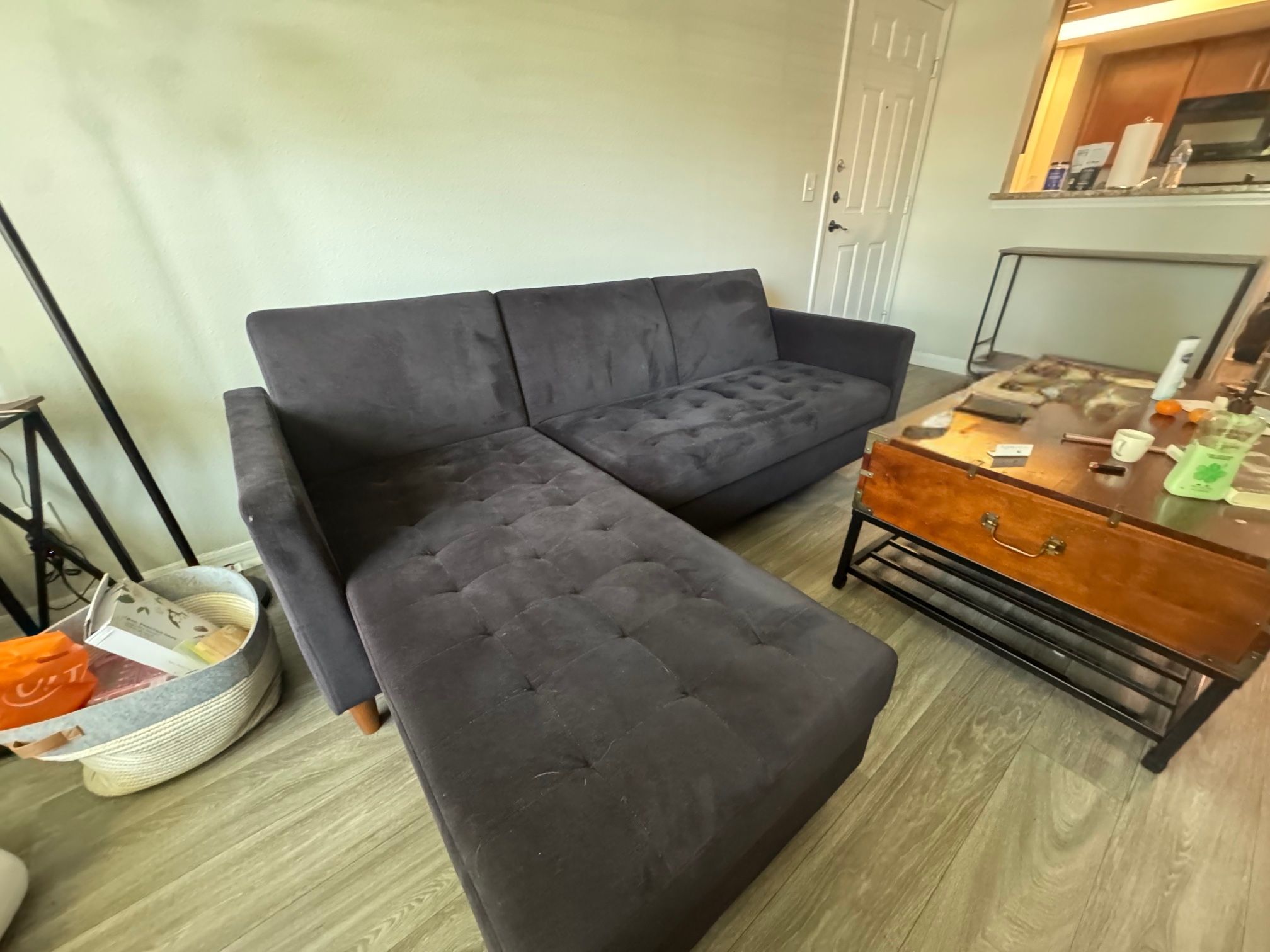 Dark Blue Sectional Futon With Storage