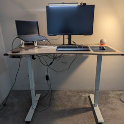 ⚡Electric Standing Desk - (White Frame/Oak & White Top) - Grab It for Just $130 (OBO)!⚡