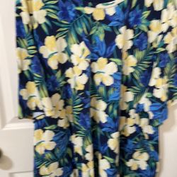 pullover shirt w/yellow& blue flowers size 4x