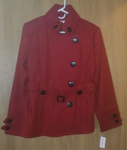 Ladies Red Pea Coat 