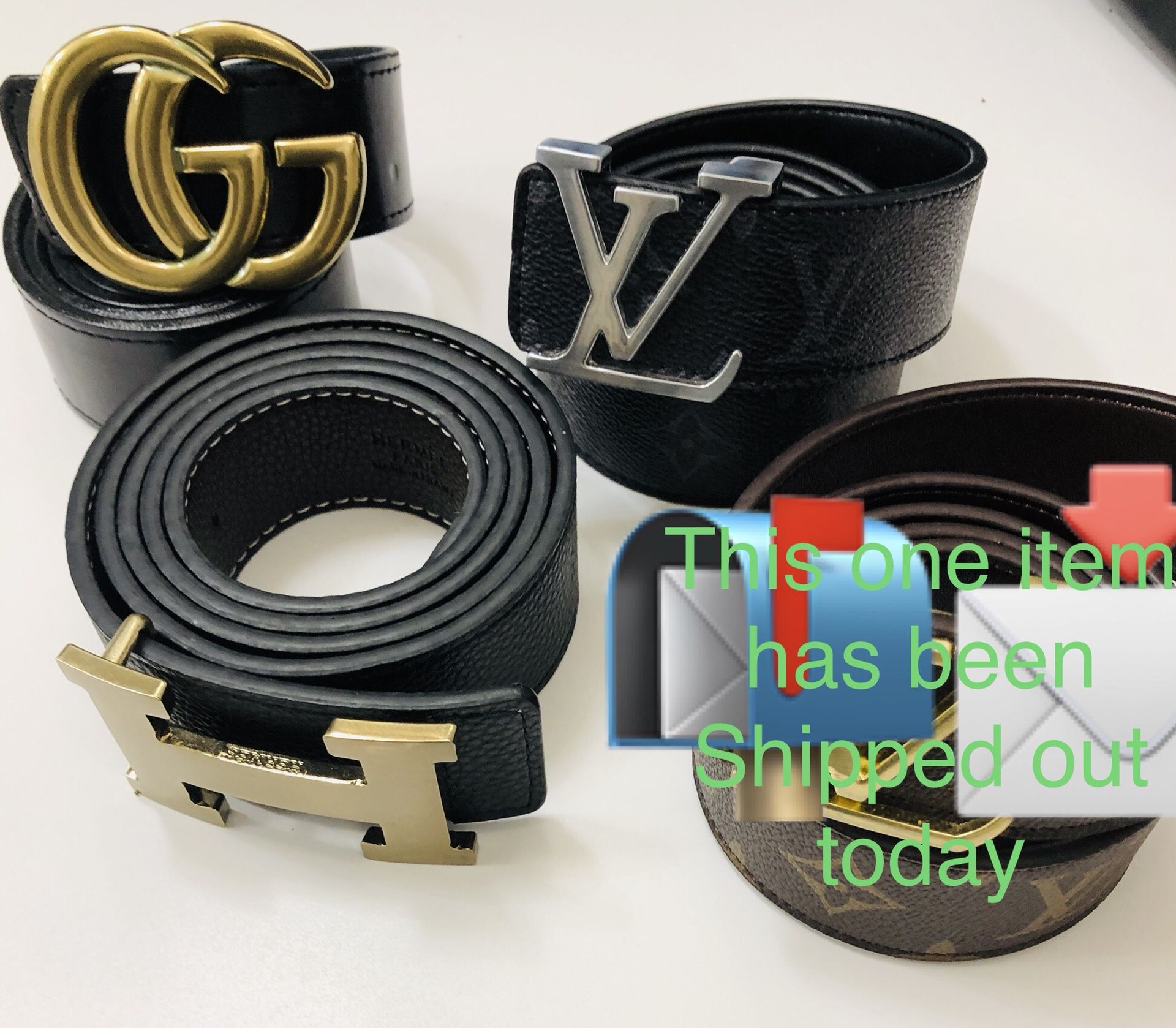 3 designer belts Hermès/black Gucci/black Louis Vuitton/black size 36 in men’s