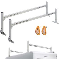 LMYYGOO Universal Trailer Ladder Rack,800LB Capacity Painted Frosted Surface Aluminum, with 2 Straps for Open and Enclosed Trailers,Fits 5.7'-8.1' Wid