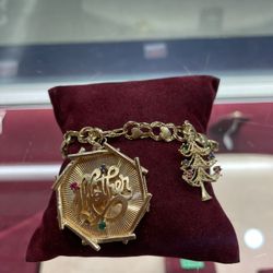 14K Gold Christmas Bracelet 