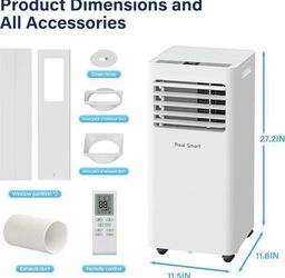 Portable Air Conditioners 8000 BTU,Quiet Portable AC Units for Rooms 3-IN-1 Cools Up to 500 Sq.Ft with Dehumidifier,Fan,Remote Control,24H Timer,Sleep