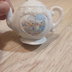 1994 Precious Moments Porcelain Ornament Teapot "Sharing the Season Together