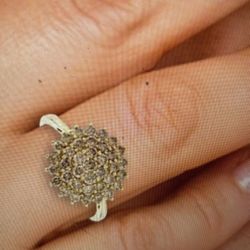 Champagne diamond 10 carat Yellow, Gold Cluster Ring