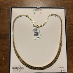 Brilliance Sterling Silver 18kt Gold Flash Omega Necklace, 18" - Stylish