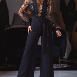 Black Shimmer Jumpsuit Small