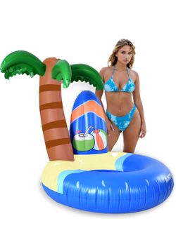 Luau Unique Tropical Giant Pool Floats - XLarge Adults Funny Island Tiki Coconut Palm Tree Luau Hawaiian Pool Party Floaties