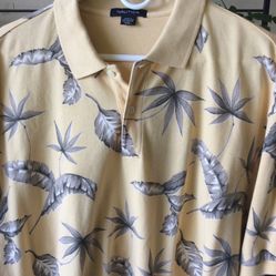 Men’s XXL Botanical Florida Type Shirt Light Yellow With Gray Graphics