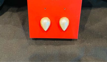Vintage 14k Mabe Pearl TearDrop Earrings