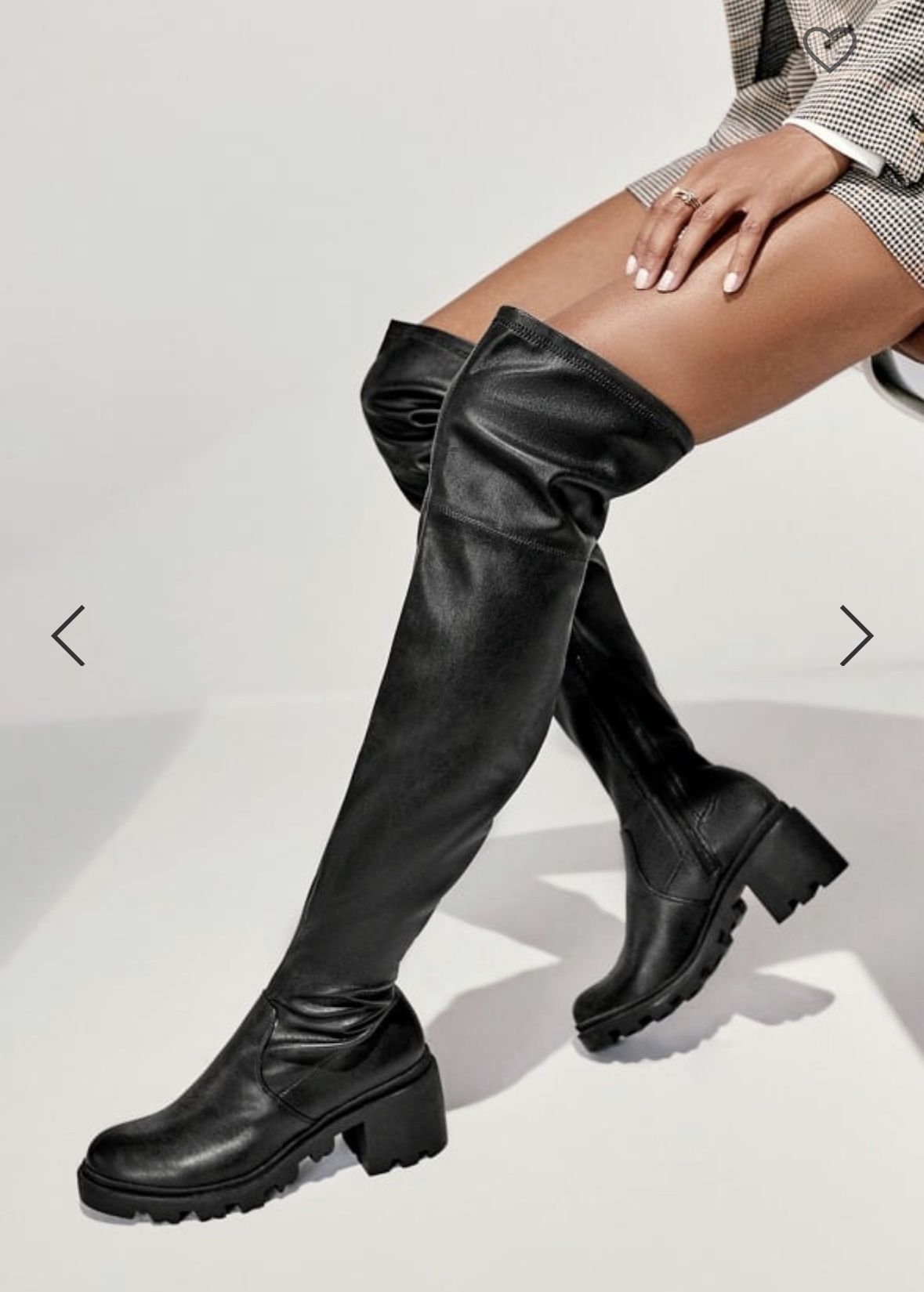 Black High Knee Chunky Black Boots 