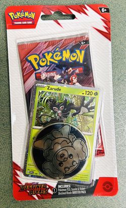 New Sealed Pokémon TCG Destined Rivals Booster Pack With Coin & Zarude Promo Card